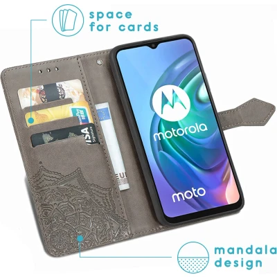 Afbeelding van iMoshion Hoesje Geschikt voor Motorola Moto G30 / G20 G10 Power Met Pasjeshouder Mandala Bookcase Grijs