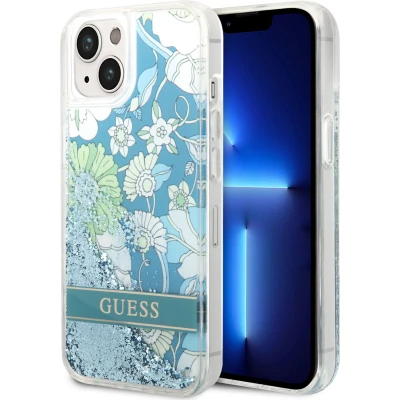 Afbeelding van Guess GUHCP14SLFLSN iPhone 14 6.1 groen/groen hardcase Flower Liquid Glitter