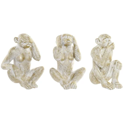 Afbeelding van Decoratieve figuren Home ESPRIT Gouden Aap Tropisch 21 x 17 25 cm (3 Stuks)