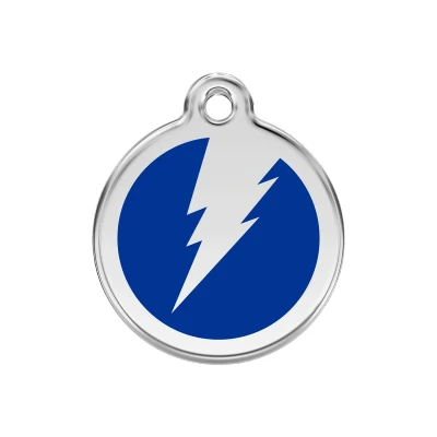 Afbeelding van Flash Navy roestvrijstalen hondenpenning medium/gemiddeld dia. 3 cm RedDingo