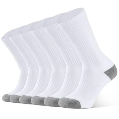 Afbeelding van Closemate 6 paar herensokken, ademend, hardlopen, sportsokken, atletisch, kussen, katoen, voor training, tennis, golf, werk, wandelen, klimmen, wit