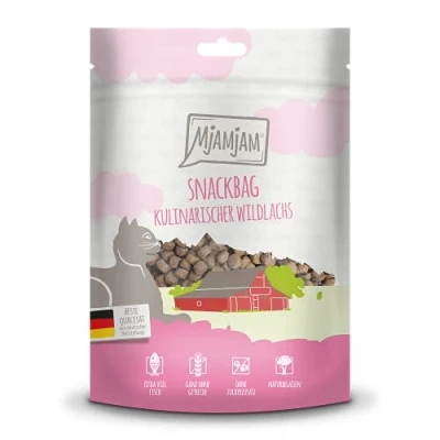 Afbeelding van 2x 125g MjAMjAM Snackbag Culinaire Wilde Zalm Kattensnacks