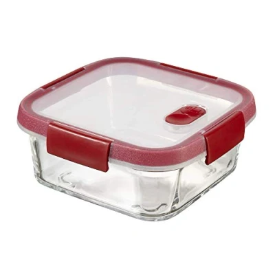 Afbeelding van Curver Smart Cook Glazen Vershouddoos Vierkant 0,7L Rood/Transparant