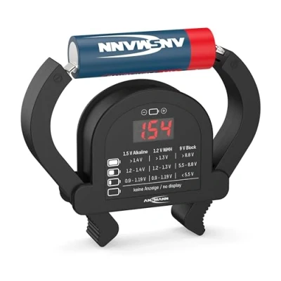Afbeelding van ANSMANN Standaard batterijtester (1 stuk) AAA, AA, C, D en E knoopcellen nauwkeurige eenvoudig te bedienen universele
