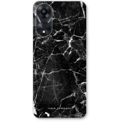 Afbeelding van Case Company® hoesje geschikt voor Oppo A58x Zwart Marmer Soft Cover Telefoonhoesje Bescherming aan alle Kanten en Schermrand