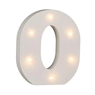 Afbeelding van Out of the Blue 57/6088 houten letter O verlicht met 6 ledlampjes, werkt op batterijen, ca. 16 cm
