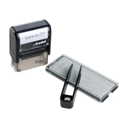 Afbeelding van Trodat Set van 7 stempels voor het markeren persoonlijke voorwerpen 3 regels In Duits Machinewasbaar 38 x 14 mm Met accessoires