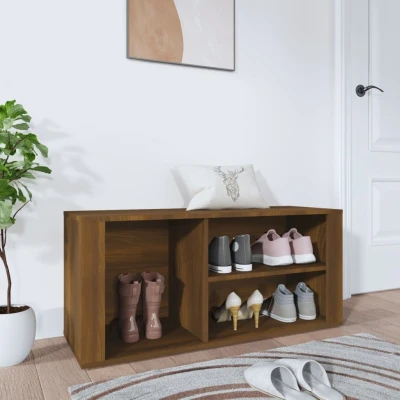 Afbeelding van Schoenenkast 100x35x45 cm bewerkt hout bruin eikenkleur