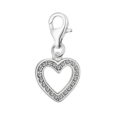 Afbeelding van Quiges 925 zilver Charm Bedel Hanger Hart met Zirkonia sterling karabijnslot geschikt voor Zinzi, Thomas Sabo Ti Sento Bedelarmband HC051