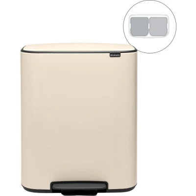 Afbeelding van Brabantia Bo Prullenbak 2 x 30 liter Afvalscheiding Soft Beige