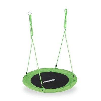 Afbeelding van Relaxdays Nestschommel kinderschommel schotelschommel schommel buiten rond 90 cm groen