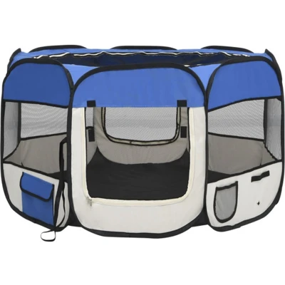 Afbeelding van vidaXL Hondenren inklapbaar met draagtas 110x110x58 cm blauw