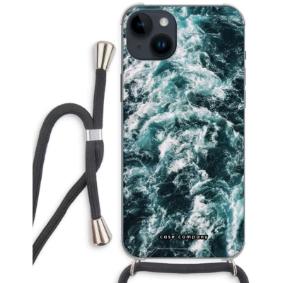Afbeelding van Case Company® hoesje met Koord geschikt voor iPhone 14 Plus Zee golf Telefoonhoesje Zwart Extra Bescherming aan alle Kanten en Over de Schermrand