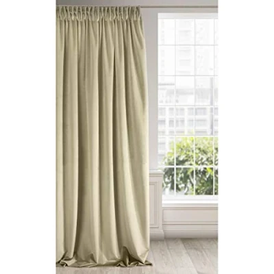 Afbeelding van Eurofirany Ria Gordijn Velvet Beige Fluweel 1 st. Zacht lint Elegant Hoogwaardig Glamour Slaapkamer Woonkamer Lounge, 140x270cm