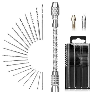 Afbeelding van Linkstyle 21 stuks mini handboormachine, micro handboorgereedschap + 20 freesboor twist (0,3 1,6 mm), HSS gereedschap voor knutselen, model, sieraden, hout, metaal,