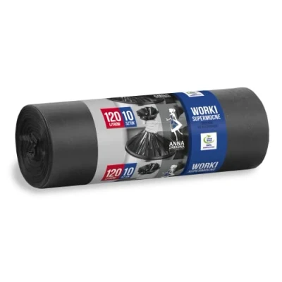 Afbeelding van Anna Zaradna ST AZ 001972 pak van 10 supersterke scheurbestendige polyethyleen vuilniszakken met lage dichtheid, 120 L, zwart