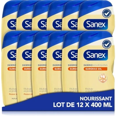 Afbeelding van SANEX Dermo voedende overvette douche olie voor het hele gezin* ontwikkeld met dermatologen hydrateert de droge huid en beschermt maakt sterker 400 ml x 12 stuks