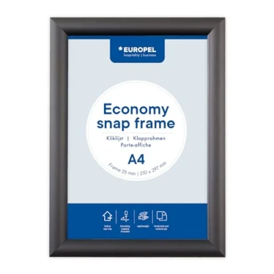 Afbeelding van Europel clicklijst Economy, lijst 25 mm, ft A4, zwart