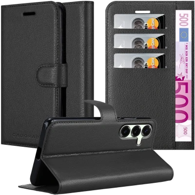 Afbeelding van Cadorabo Hoesje geschikt voor Samsung Galaxy S25 Plus in PHANTOM ZWART Beschermhoes met magnetische sluiting, standfunctie en kaartvakje Book Case Cover Etui