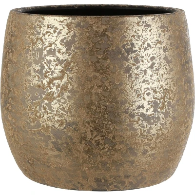 Afbeelding van Mica Decorations Clemente Bloempot H13 x Ø16,5 cm Terracotta Goud
