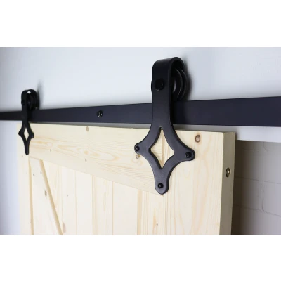 Afbeelding van Wovar Zwart Schuifdeursysteem met Rails Klassiek Model Compleet 200 cm Per Set