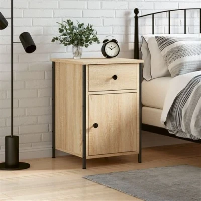 Afbeelding van Nachtkastje 40x42x60 cm bewerkt hout sonoma eikenkleurig