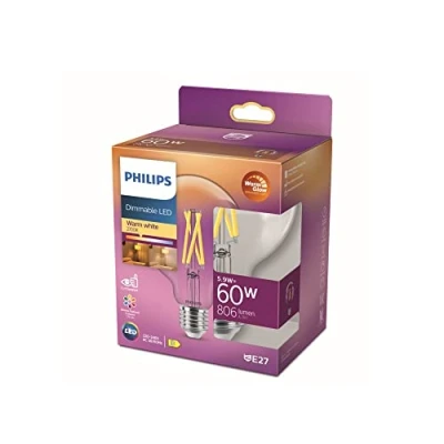 Afbeelding van Philips LED Globe Transparant 60 W E27 Dimbaar warmwit licht