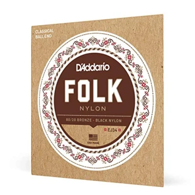 Afbeelding van D&#039;Addario EJ34 Folk Nylon Ball End Black Trebles Bronze Basses