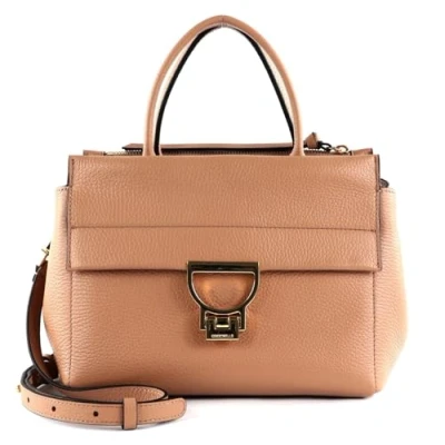 Afbeelding van COCCINELLE Leren Handtas Schoudertas Arlettis Handbag Grained Leather Skin Lichtbruin
