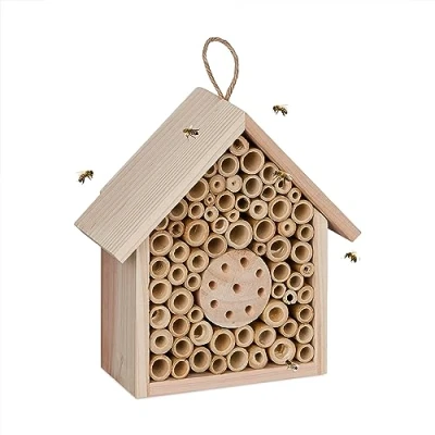 Afbeelding van bijenhotel hangend hout met vulling 20,5 x 19,5 8,5 cm tuin