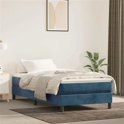 Image de vidaXL Sommier à lattes de lit et matelas Bleu foncé 80x200 cm Velours