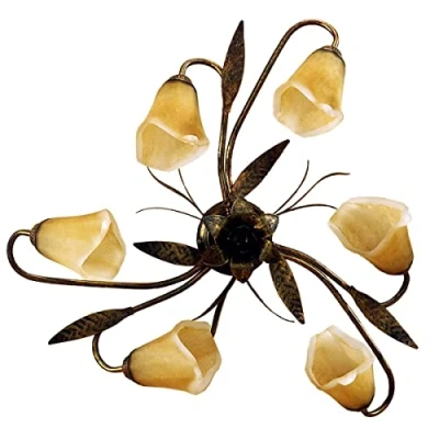 Afbeelding van Alga plafondlamp, 6 lamps, ijzer, glas, Florentijn