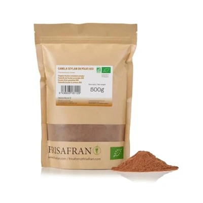 Afbeelding van FRISAFRAN Biologisch ceylon kaneel in poeder 500 g biologische gemalen glutenvrij veganistisch natuurlijke