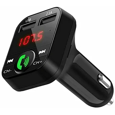 Image de NK Transmetteur FM Bluetooth Mains libres, Pour Voiture et Camion, Lecteur de Musique V5.0 + EDR, Adaptateur Radio Récepteur FM, Double Port USB 2,1A, Chargement Rapide.