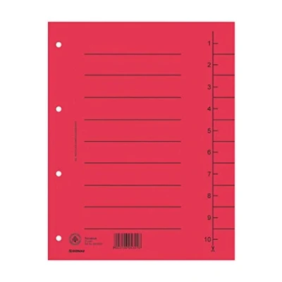 Afbeelding van DONAU 8610001 04 register 100 stuks extra grote van gerecycled karton 250 g/m² gelinieerd voor DIN A4 4 voudige perforatie