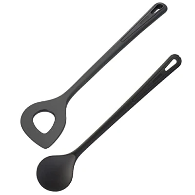 Afbeelding van Westmark 288722E9 Gentle Plus lepel met puntig gat + set van 2 roerlepels/keukenlepels, hoge hittebestendigheid tot 270 C, kunststof, zwart