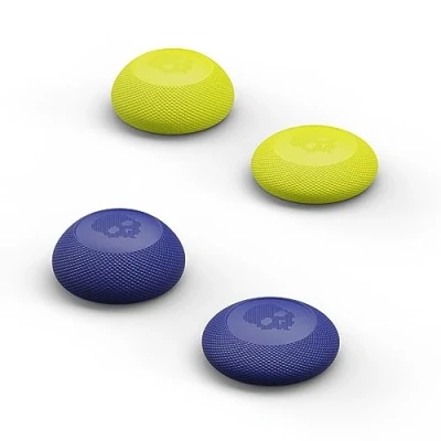 Afbeelding van Skull &amp; Co. Convex Thumb Grip Caps Joystick Cap Analog Stick Cover voor Nintendo Switch Pro Controller PS5/PS4/Slim/Pro Blauw/Neon Geel, 2 paar (4 stuks)