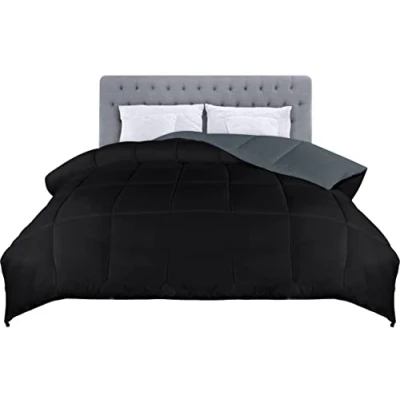 Afbeelding van Beddengoed Dekbed 230x260 cm, omkeerbaar dekbed, zomerdekbed 160 GSM polyester vulling (grijs/zwart)