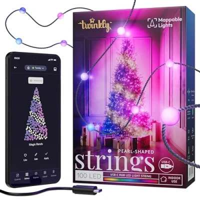 Afbeelding van Twinkly Candies LED kerstboomverlichting TWKP100RGB T 6 m 100 parelvormige lampjes