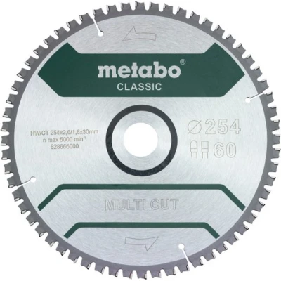 Afbeelding van Metabo MULTI CUT CLASSIC 628285000 Cirkelzaagblad 254 x 30 1.8 mm Aantal tanden: 60 1 stuk(s)
