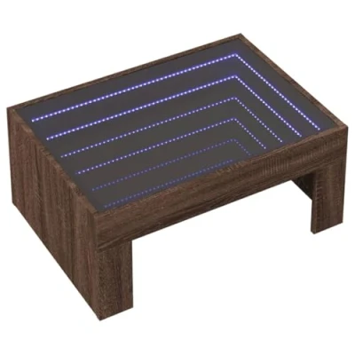 Image de vidaXL Table basse avec LED infini chêne marron 70x50x30 cm847615