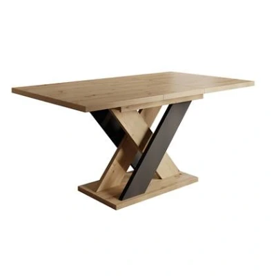 Afbeelding van Meubella Eetkamertafel Xandra Eiken Zwart 160 cm Uitschuifbaar