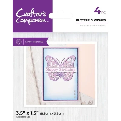 Afbeelding van CC Split Space Clearstamp/Snijmal Set Butterfly Wishes