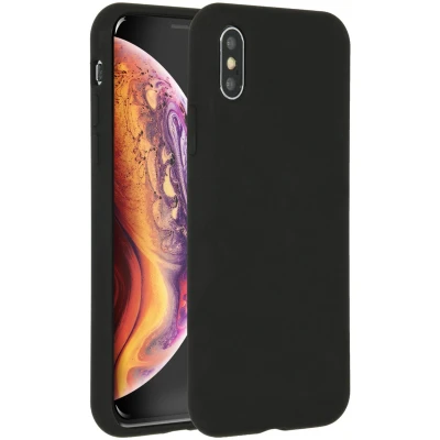Afbeelding van iPhone Xs / X Hoesje Siliconen Accezz Liquid Silicone Backcover Zwart