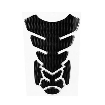 Afbeelding van 3D Zelfklevende tank Beschermer, Akozon 3D, PVC motorfiets diesel brandstoftank sticker pad decoratie zwart zilveren rand
