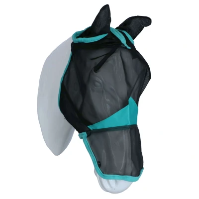 Afbeelding van Weatherbeeta Vliegenmasker Comfitec Deluxe Fine Mesh met Oren en Neus Zwart/Turquoise Full