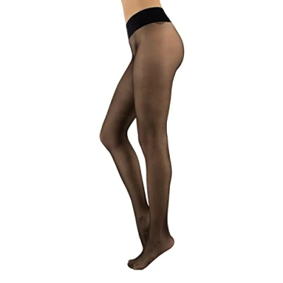 Afbeelding van CALZITALY Naadloze voile panty, No Couture panty met stippen, S, M/L, L/XL 15 DEN Made in Italy, zwart., M L