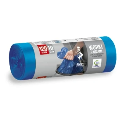 Image de Anna Lot de 10 sacs poubelle fédéraux avec oreilles Bleu 120 l