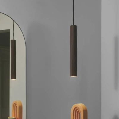 Afbeelding van Hanglamp Vico, metalen kap, 1 lamp, bruin metallic