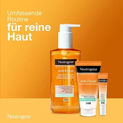 Afbeelding van Neutrogena anti puistjesset met dagelijkse wasgel (200 ml), hydraterende verzorging, olievrij (50 ml) en SOS noodhulpgel (15 onzuiverheden gezichtsverzorgingsset voor vrouwen